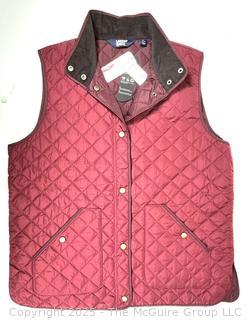 Women's Cranberry Red Lands End Quilted Vest, New with Tag