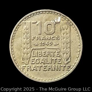 French 10 Franc Coin 1949. (.68 silver)