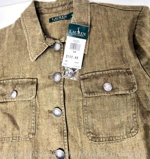Ralph Lauren Women's Button-Up Linen Utility Field Jacket, New with Tags 
