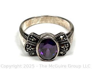 Sterling Silver with Amethyst Center Ring
