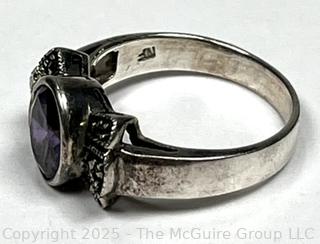 Sterling Silver with Amethyst Center Ring