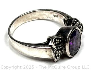 Sterling Silver with Amethyst Center Ring