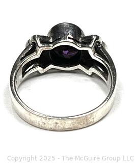 Sterling Silver with Amethyst Center Ring