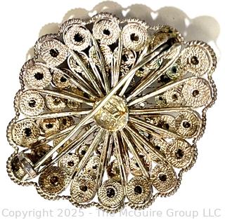 Three (3) Spun Silver Cannetille Sterling Silver Filigree Brooches