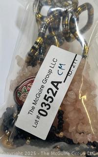Three (3) Bead Necklaces Including Onyx and Rose Quartz Chips