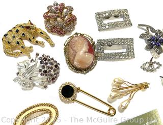 Collection of Costume Jewelry Brooches