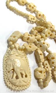 Carved Bone Bead Necklace