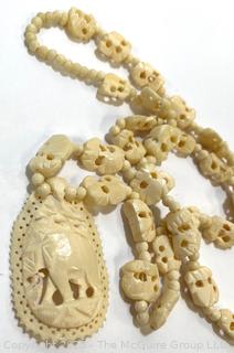 Carved Bone Bead Necklace