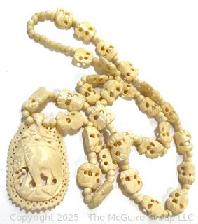 Carved Bone Bead Necklace