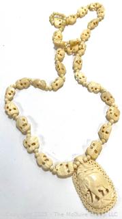 Carved Bone Bead Necklace