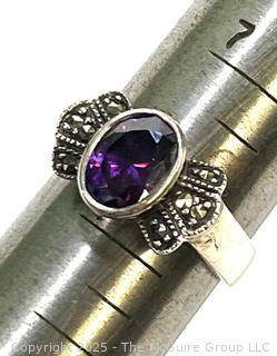 Sterling Silver with Amethyst Center Ring