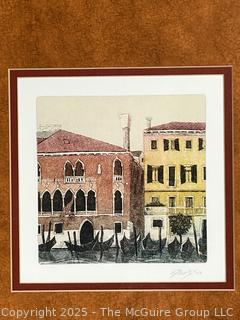 Framed Under Glass Print Titled, “Images Of Venice III” By Artist Mayer. 14" Square