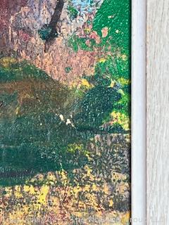 Framed Oil on Paper of Lake Reflection. 17.5 x 21.5”