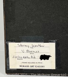Framed Under Glass Print Titled, “Stormy Weather” by Artist V Morales. 