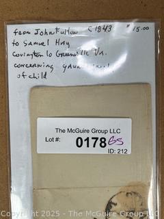 Circa 1843 Correspondence with Covington Cancellation Stamp 
