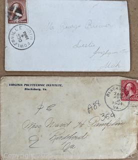 Two (2) Early Stamps and Postmarked Envelopes: 1884 and 1904. Philately