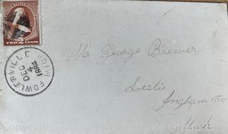 Two (2) Early Stamps and Postmarked Envelopes: 1884 and 1904. Philately