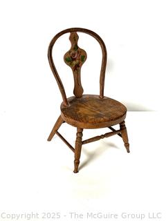 Primitive Folk Art Painted Doll Chair