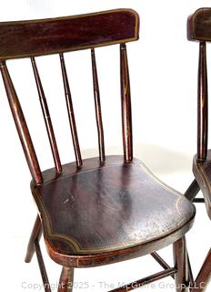 Two (2) Primitive Windsor Spindle Back Grain Painted Chairs