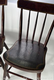 Two (2) Primitive Windsor Spindle Back Grain Painted Chairs