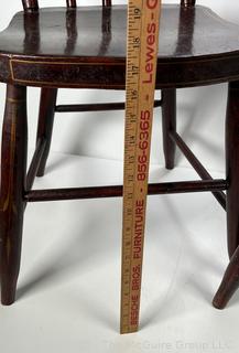 Two (2) Primitive Windsor Spindle Back Grain Painted Chairs