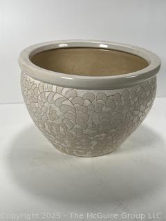 Large White Glazed Ceramic Garden Planter