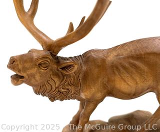 German Hand Carved Black Forest Elk Statue
