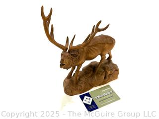 German Hand Carved Black Forest Elk Statue