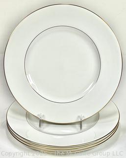 Four (4) English Wedgwood Bone China Dinner Plates with Trim. 11”D