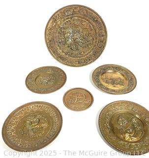 Set of Six (6) Brass Morraccan Serving Trays