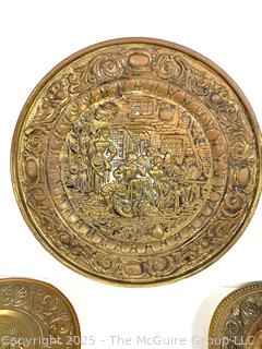 Set of Six (6) Brass Morraccan Serving Trays