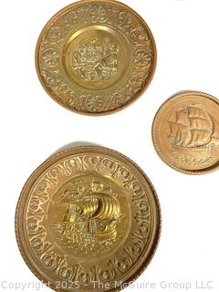 Set of Six (6) Brass Morraccan Serving Trays