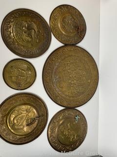 Set of Six (6) Brass Morraccan Serving Trays