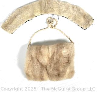 White Fur Collar and Muff Style Handbag