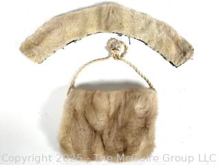 White Fur Collar and Muff Style Handbag