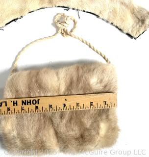 White Fur Collar and Muff Style Handbag