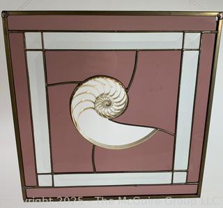 Stained Glass Window Decor with Nautilus Shell