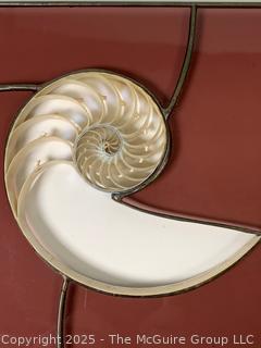 Stained Glass Window Decor with Nautilus Shell