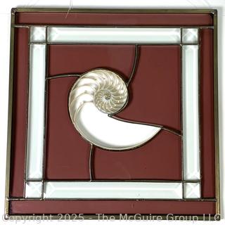 Stained Glass Window Decor with Nautilus Shell
