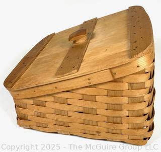 Hardwood Hand Woven Slanted Basket with Hinged Lid by Peterboro Basket Company 