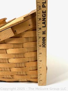 Hardwood Hand Woven Slanted Basket with Hinged Lid by Peterboro Basket Company 