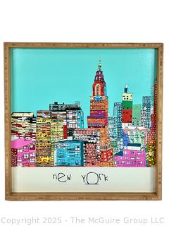 Framed Colorful Print of New York City Skyline by Artist Brian Buckley. 16” Square