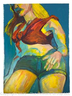 Unframed Acrylic on Paper of Young Woman. Unsigned but Attributed to Ardath Hill. Consignor States She Purchased Painting From Hill's Estate. Measures 22" x 30"
