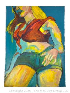 Unframed Acrylic on Paper of Young Woman. Unsigned but Attributed to Ardath Hill.  Consignor States She Purchased Painting From Hill's Estate.  Measures 22" x 30"