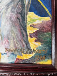 Framed Original Acrylics on Canvas of Treasure Island Signed by Artist Douglas Edwards 1994. 16 x 20"