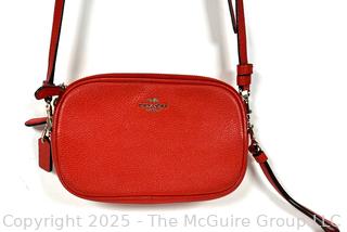 Red Coach Sadie Pebble Leather Crossbody Handbag. New 