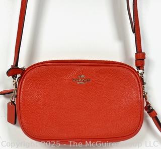Red Coach Sadie Pebble Leather Crossbody Handbag. New 