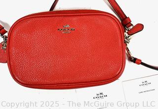 Red Coach Sadie Pebble Leather Crossbody Handbag. New 