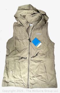 Woman's Beige Columbia Sleeveless Vest with Hood, New with Tag