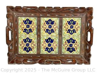 Mexican Tile and Hand Carved Wood Serving Tray